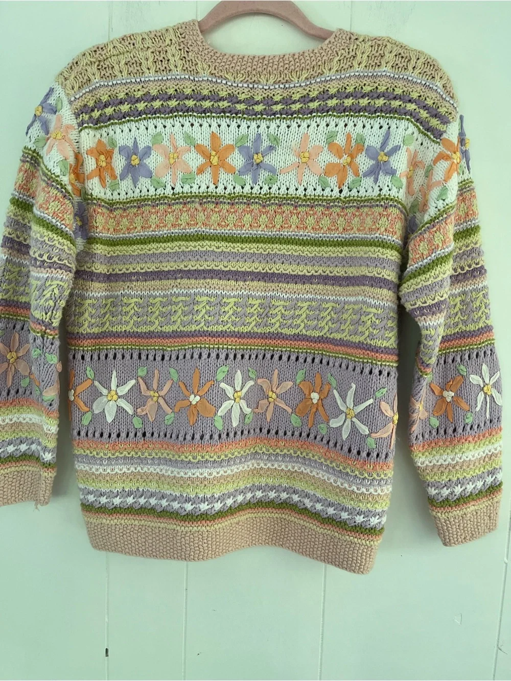 Vintage Susan Bristol Causal Ramie Knit Floral Sweater Size Medium Petite - Picture 9 of 16
